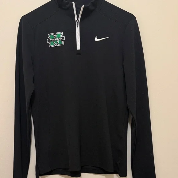 Like New-Women's Marshall University Nike Black and White Quarter-Zip Top - Picture 1 of 5